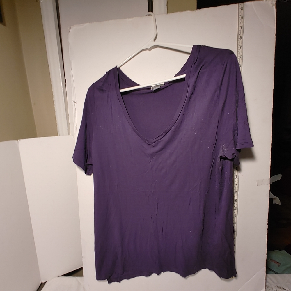 Ladies Purple Short Sleeve Old Navy Rayon Top Size Large